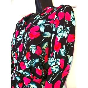 Vintage LUCI FELLINI LA~MILAN~NY Dress Sz 16, Polyester Black Pink USA made